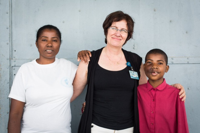 Victorien  his mother, and me. Pic; Katie Keegan Mercy Ships